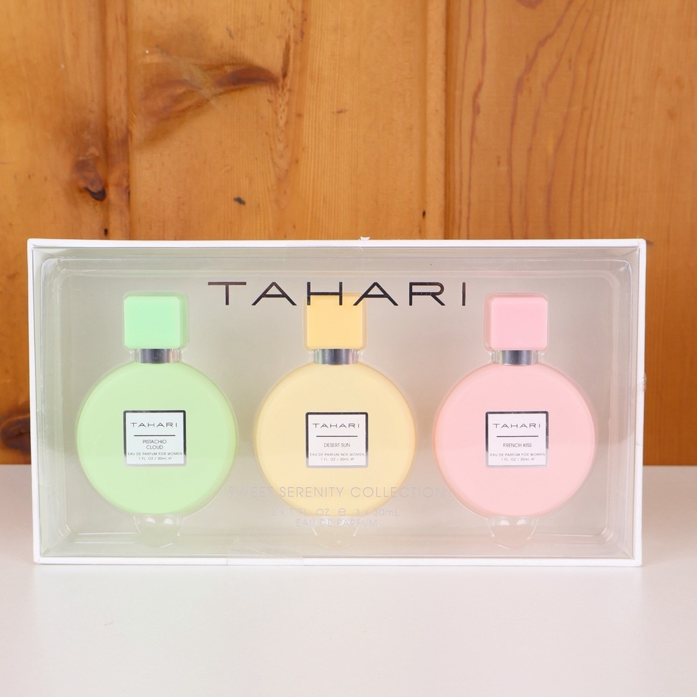 TAHARI Sweet Serenity 3 PC Perfume Set Pistachio Cloud, French Kiss, Desert Sun
